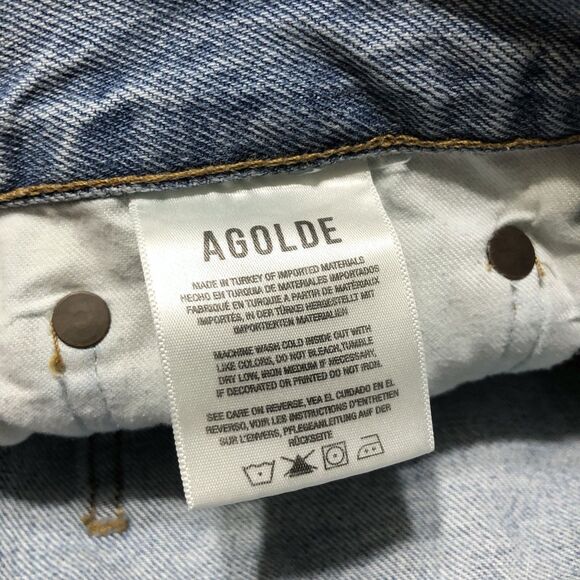 AGOLDE 90s Mid Rise Loose Fit Jeans Women 33 Snapshot Distressed Light Wash - Picture 10 of 15